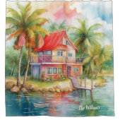 Tropisch strand House Douchegordijn (Voorkant)