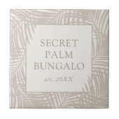 Tropisch strand House Taupe Palm Pattern Tegeltje (Voorkant)