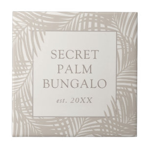 Tropisch strand House Taupe Palm Pattern Tegeltje