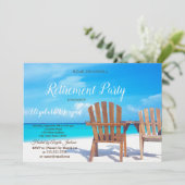 Tropisch strand, houten stoelen Retirement Party Kaart (Staand voorkant)