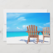 Tropisch strand, houten stoelen Retirement Party Kaart (Achterkant)