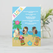 Tropisch strand Hula Dancing Luau Verjaardagsfeest Kaart (Staand voorkant)