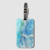 Tropisch strand in Blauwgroen Aqua Turquoise Blue Bagagelabel (Voorkant (verticaal))