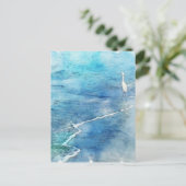 Tropisch strand in Blauwgroen Aqua Turquoise Blue Briefkaart (Staand voorkant)