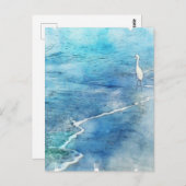 Tropisch strand in Blauwgroen Aqua Turquoise Blue Briefkaart (Voorkant / Achterkant)