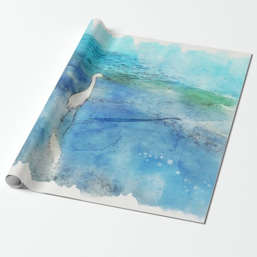 Tropisch strand in Blauwgroen Aqua Turquoise Blue Cadeaupapier (Uitgerold)