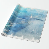 Tropisch strand in Blauwgroen Aqua Turquoise Blue Cadeaupapier (Uitgerold)