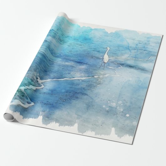 Tropisch strand in Blauwgroen Aqua Turquoise Blue Cadeaupapier (Uitgerold)