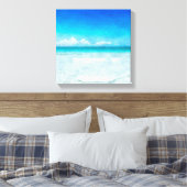 Tropisch strand in Blauwgroen Aqua Turquoise Blue  Canvas Afdruk (Insitu (Slaapkamer))