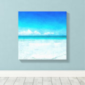 Tropisch strand in Blauwgroen Aqua Turquoise Blue  Canvas Afdruk (Insitu (Houten vloer))