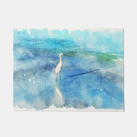 Tropisch strand in Blauwgroen Aqua Turquoise Blue Deurmat (Voorkant)