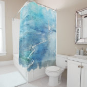 Tropisch strand in Blauwgroen Aqua Turquoise Blue Douchegordijn (In situ)