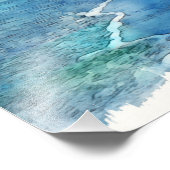 Tropisch strand in Blauwgroen Aqua Turquoise Blue  Foto Afdruk (Hoek)