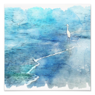 Tropisch strand in Blauwgroen Aqua Turquoise Blue  Foto Afdruk