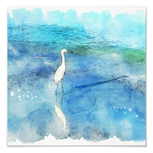 Tropisch strand in Blauwgroen Aqua Turquoise Blue Foto Afdruk (Voorkant)