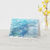 Tropisch strand in Blauwgroen Aqua Turquoise Blue Kaart (Gele Bloem)