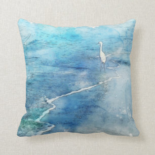 Tropisch strand in Blauwgroen Aqua Turquoise Blue Kussen