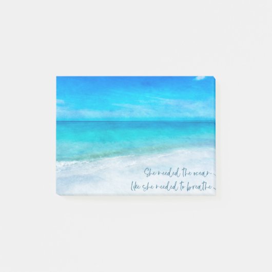Tropisch strand in Blauwgroen Aqua Turquoise Blue  Post-it® Notes (Voorkant)