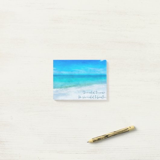 Tropisch strand in Blauwgroen Aqua Turquoise Blue Post-it® Notes (Op bureau)