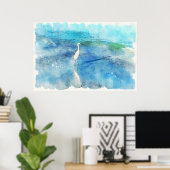 Tropisch strand in Blauwgroen Aqua Turquoise Blue  Poster (Thuiskantoor)