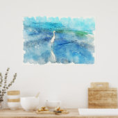 Tropisch strand in Blauwgroen Aqua Turquoise Blue  Poster (Keuken)