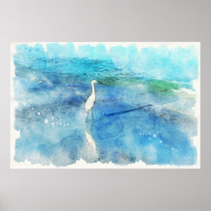 Tropisch strand in Blauwgroen Aqua Turquoise Blue  Poster