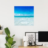Tropisch strand in Blauwgroen Aqua Turquoise Blue  Poster (Thuiskantoor)