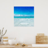 Tropisch strand in Blauwgroen Aqua Turquoise Blue  Poster (Keuken)