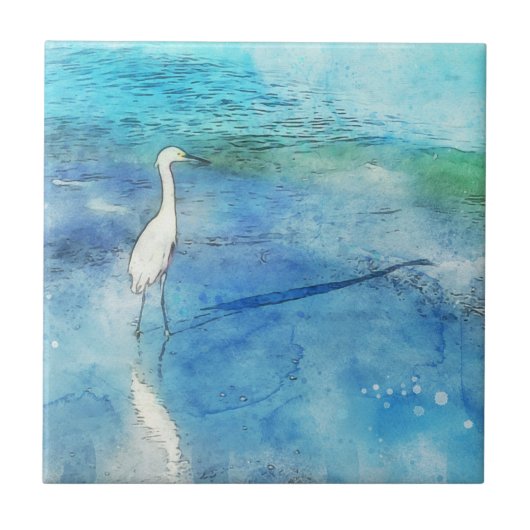 Tropisch strand in Blauwgroen Aqua Turquoise Blue Tegeltje (Voorkant)