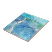 Tropisch strand in Blauwgroen Aqua Turquoise Blue Tegeltje (Zijkant)