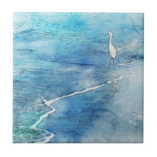 Tropisch strand in Blauwgroen Aqua Turquoise Blue Tegeltje (Voorkant)