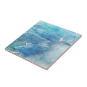 Tropisch strand in Blauwgroen Aqua Turquoise Blue Tegeltje (Zijkant)