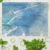 Tropisch strand in Blauwgroen Aqua Turquoise Blue Theedoek (Gevouwen)