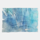 Tropisch strand in Blauwgroen Aqua Turquoise Blue Theedoek (Horizontaal)