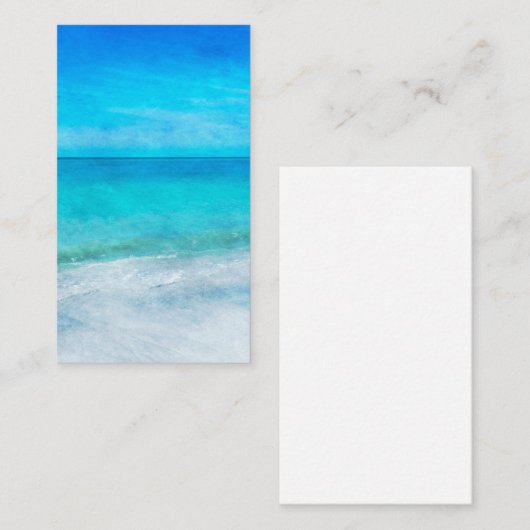 Tropisch strand in Blauwgroen Aqua Turquoise Blue  Visitekaartje (Voorkant / Achterkant)