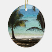 Tropisch strand in de schaduw van palmen keramisch ornament (Links)