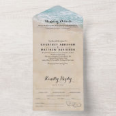 Tropisch strand in één bruiloft all in one uitnodiging (Binnen)