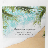 Tropisch strand in één QR-code bruiloft Drieluik Uitnodiging (Binnenzijde eerst)