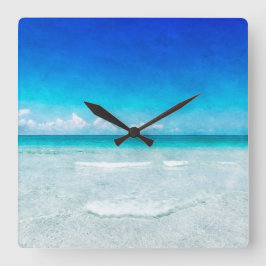 Tropisch strand in Florida Blauwgroen Aqua Turquoi Vierkante Klok