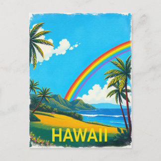 Tropisch strand in Hawaï met een regenboog Briefkaart