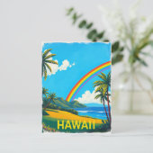 Tropisch strand in Hawaï met een regenboog Briefkaart (Staand voorkant)