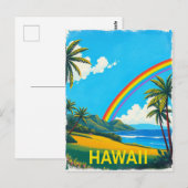 Tropisch strand in Hawaï met een regenboog Briefkaart (Voorkant / Achterkant)