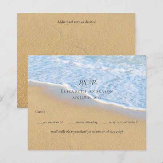 Tropisch strand Initialen Sand Wedding RSVP (Voorkant / Achterkant)
