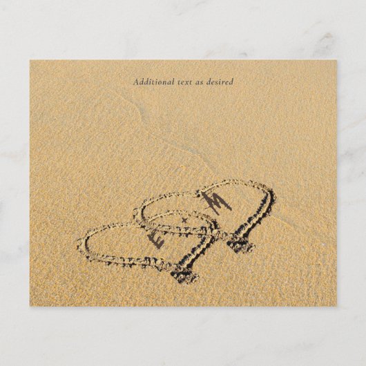 Tropisch strand Initialen Sand Wedding RSVP (Achterkant)