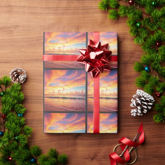 Tropisch strand inpakpapier bij zonsondergang (Feestdagen Geschenken)