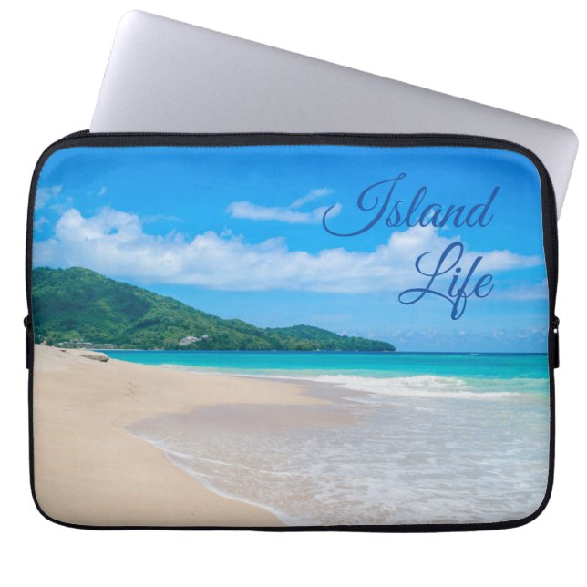 Tropisch strand Island Life Laptop Sleeve (Voorkant)