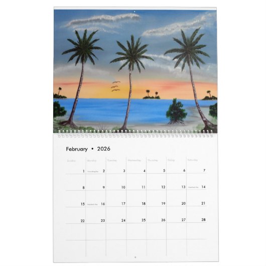 Tropisch strand kalender (Feb 2026)