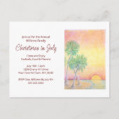 Tropisch strand Kerst in juli-feest Uitnodiging Briefkaart (Voorkant)