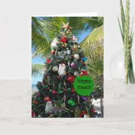 Tropisch strand kerstboom feestdagen kaart