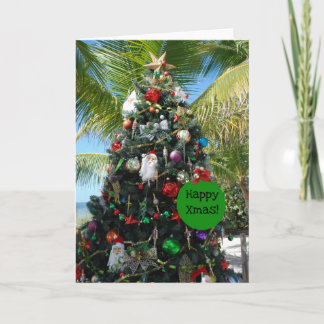 Tropisch strand kerstboom feestdagen kaart